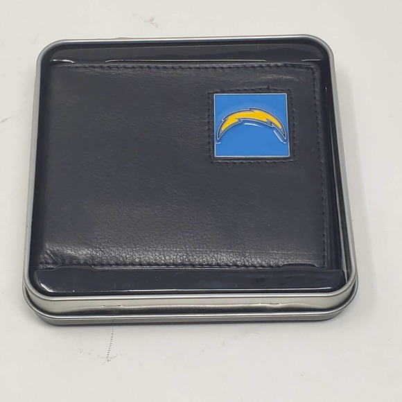NFL Pewter Logo Leather Bi-fold Wallet - Los Angeles Chargers - Picture 1 of 3